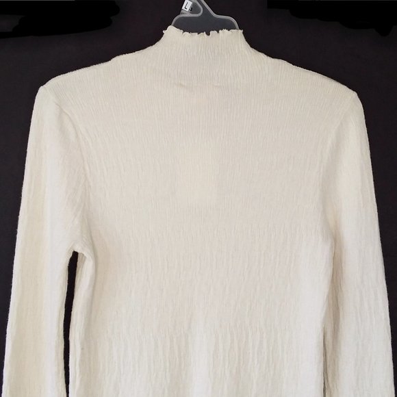 Mystree Mock Neck Pullover Ivory Sweater Fitted Textured - Picture 5 of 9